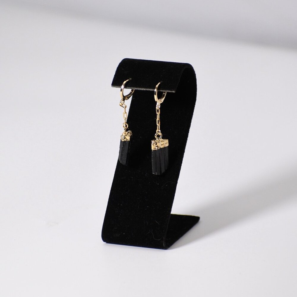 Long "Huggie" Black Tourmaline
